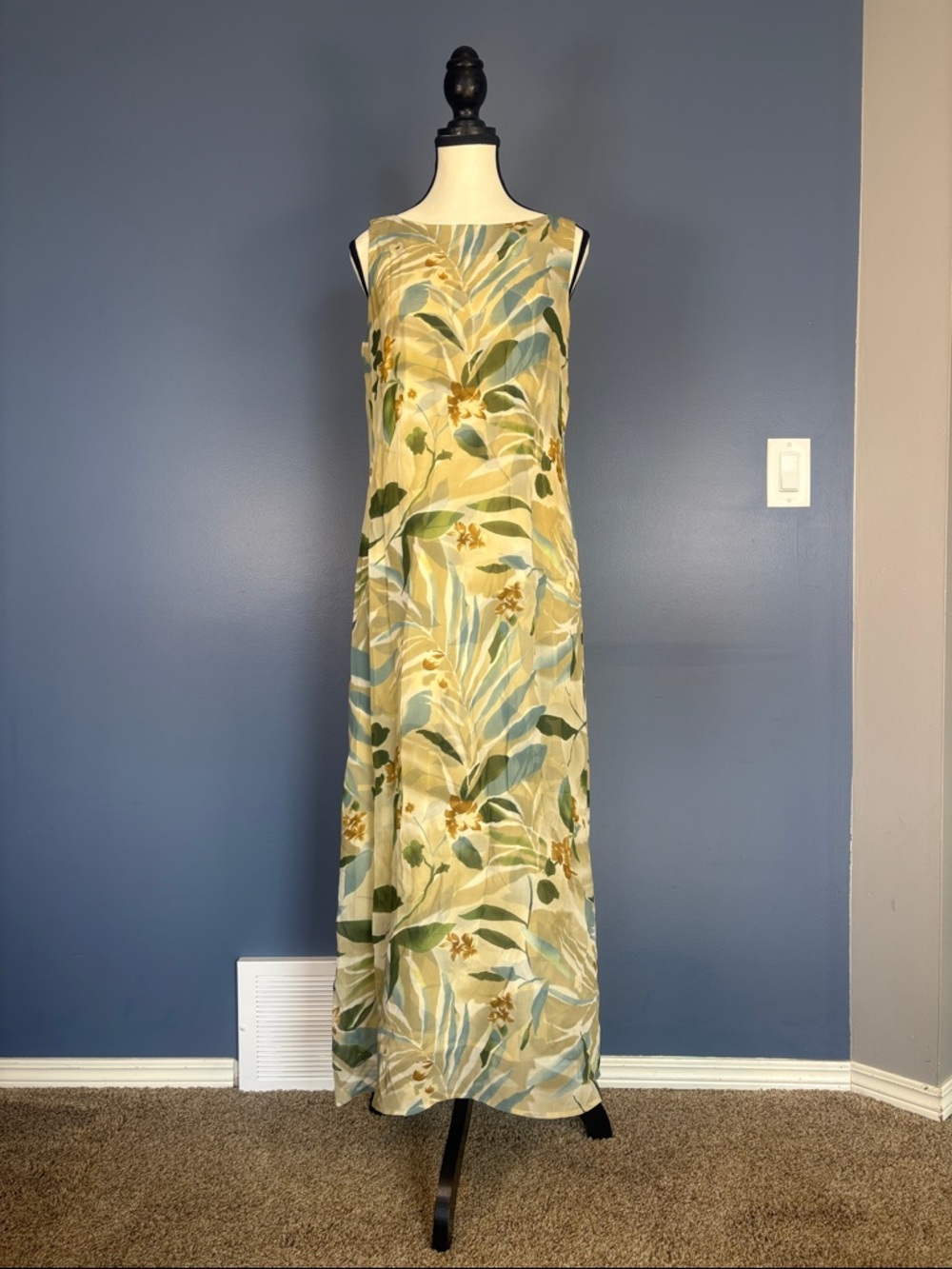 Susan Bristol Floral Maxi Dress Size 8 | Tropical Print Sleeveless